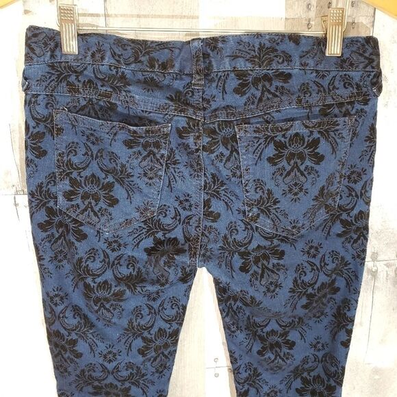 Free People brocade flocked skinny ankle jeans 26 - Picture 7 of 8
